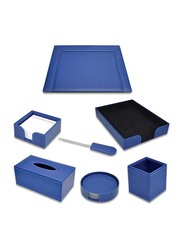 FIS Italian PU Executive Desk Set, 7 Pieces, FSDS171BL, Blue