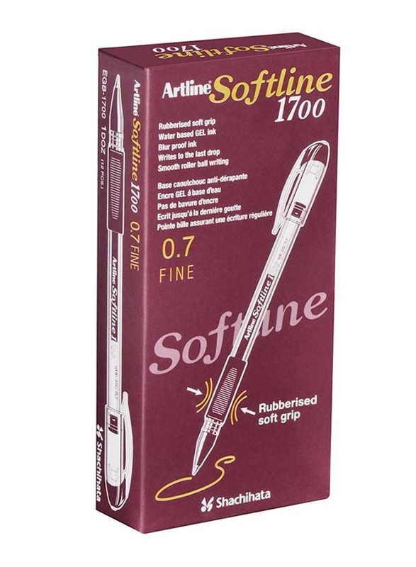 Artline 12-Piece Softline 1700 Gel Pen Set with Rubberised Soft Grip, ARBN1700RE, 0.7mm, Red