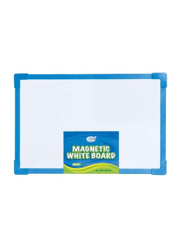 

FIS Magnetic White Board with Plastic Frame, Marker & Eraser, 30 x 20cm, Blue