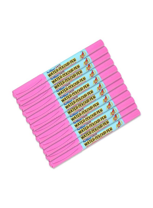 آرتلاين مجموعة أقلام تلوين مائية مزدوجة 341T من 12 قطعة ، 1.0-0.4 مم زهري