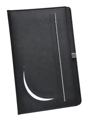 FIS Italian PU Bill Folders Covers with Round Corners & Pen Holder, 175 x 245mm, FSCLBFPHBK, Black