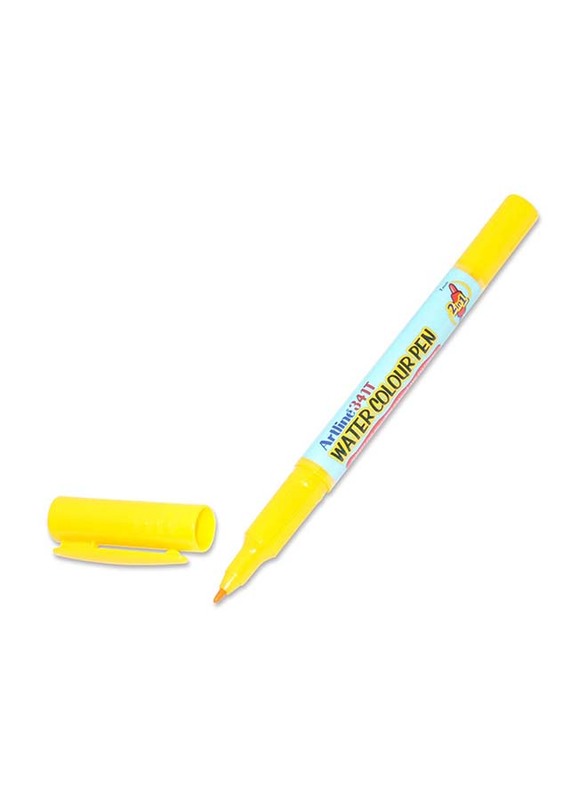 آرتلاين مجموعة أقلام تلوين مائية مزدوجة 341T من 12 قطعة ، 1.0-0.4 مم أصفر
