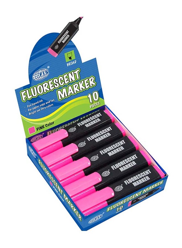 FIS 10-Piece Fluorescent Erasable Markers Set, Pink