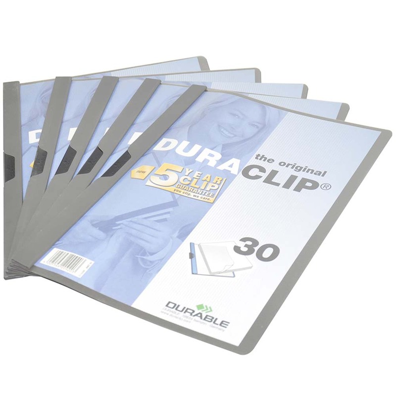 Durable Duraclip Plastic File, 25 Pieces, A4 Size, DUPG2200-57, Dark Grey