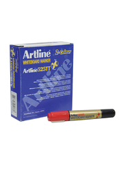 Artline 12-Piece Polyester Fibre Tip 2 in 1 Whiteboard Markers, Red/Black