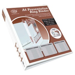 FIS 4D Ring Presentation Binder, A4 Size, 40mm Ring Size, 2.25 Inch Spine, FSBD440DPB, White