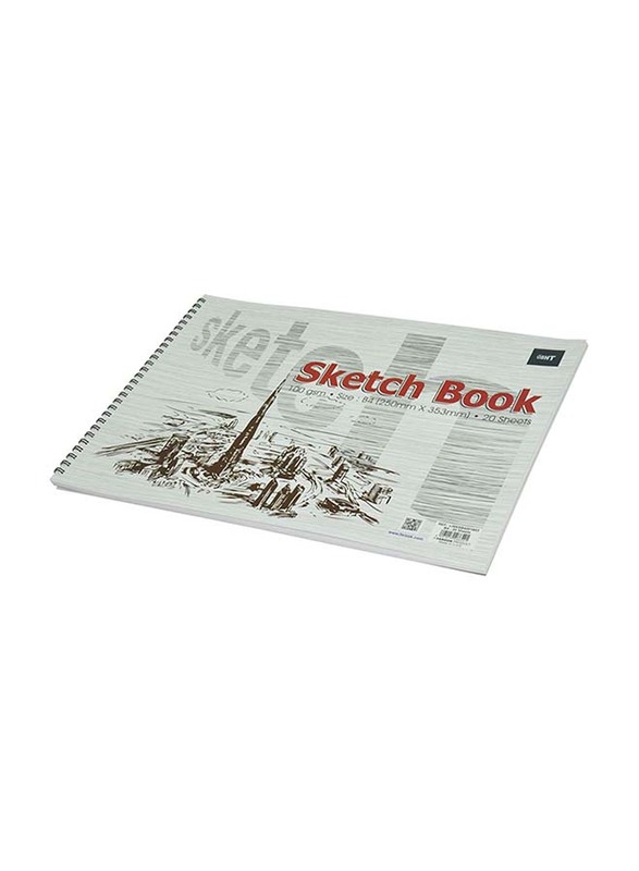 Light Sketch Book with Spiral Binding, 20 Sheets, 100 GSM, B4 Size, 12 Pieces, LISKSB4201603, White