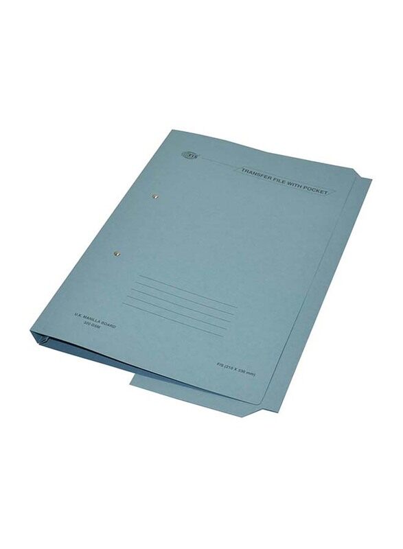 

FIS Transfer File with Fastener & Pocket, 320GSM, F/S Size, 40 Pieces, FSFF15BL, Blue