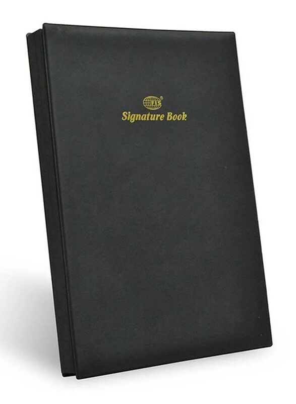 

FIS PVC Material Cover Signature Book with Gift Box, 240 x 340mm, 20 Sheets, FSCL20BKN, Black