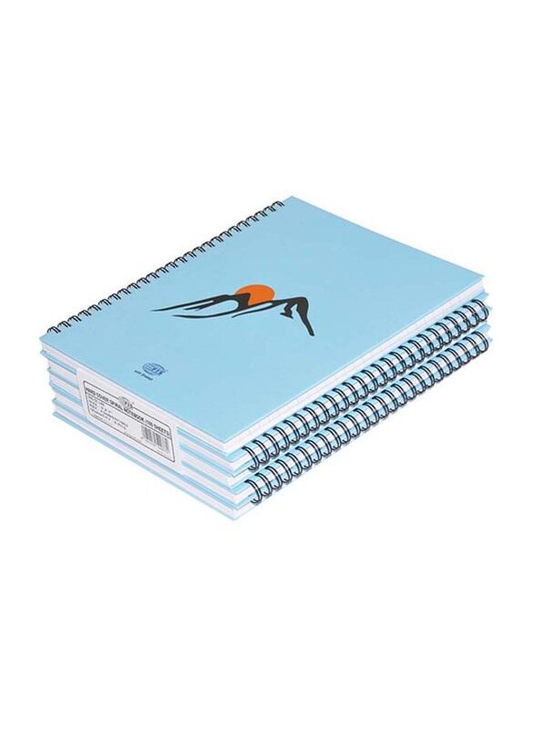 

FIS Spiral Hard Cover Single Line Notebook Set, 5 x 100 Sheets, 9 x 7 inch, FSNBS971902, Light Blue/Black/Orange