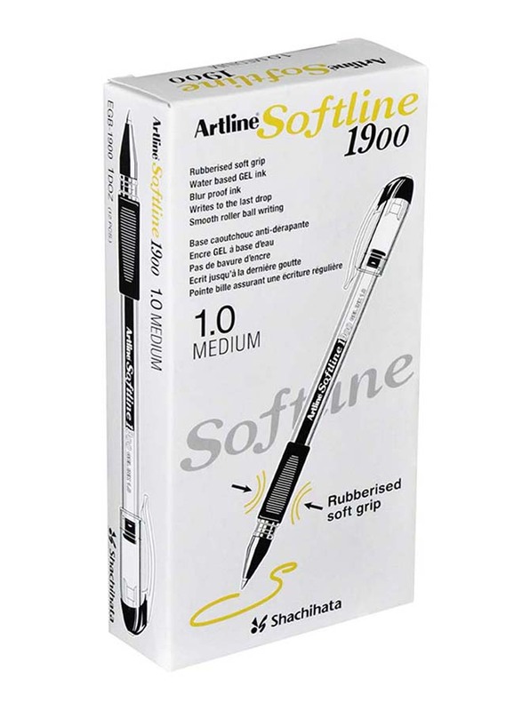 Artline 12-Piece Softline 1900 Gel Pen Set with Rubberised Soft Grip, ARBN1900GL, 1.0mm, Gold