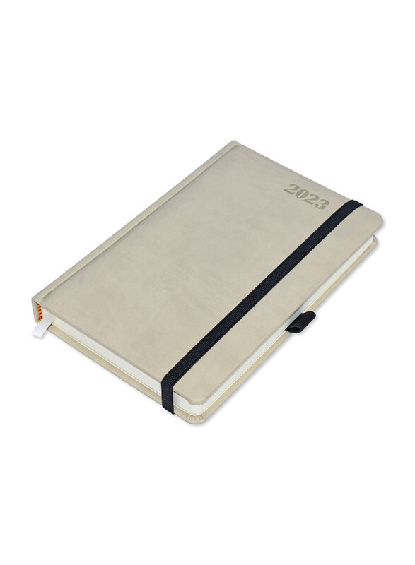 

FIS PU 2023 French 1-Side Padded & Round Corner Diary, 384 Sheets, 70 GSM, FSDI29FRPU23LGY, Light Grey