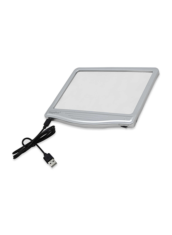 FIS 3x Page Magnifier with Anti-Glare LED, EYMG1816, Silver