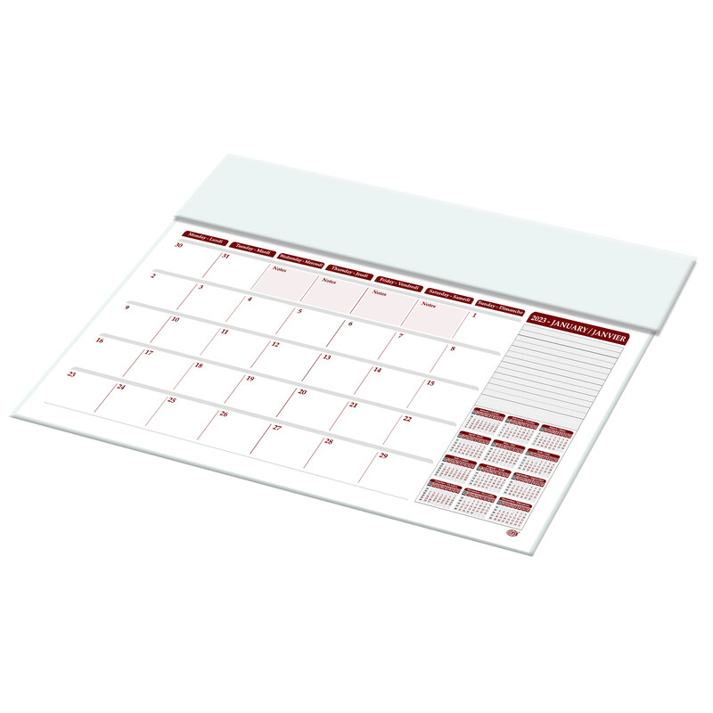 

FIS 2023 English/French PVC Desk Blotter Year Planner, FSDK2EF23WH, White