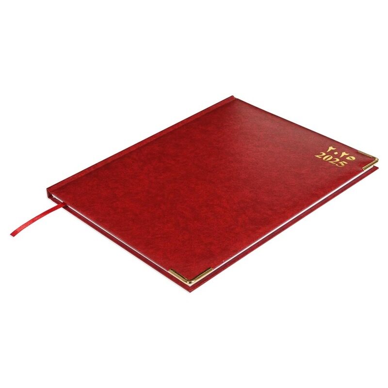 

FIS 2025 Executive Diary, Vinyl Materials, 1 Side Padded Cover, Golden Corners, Size 210x260mm, English/French/Arabic, 70gsm White Paper, Maroon Color