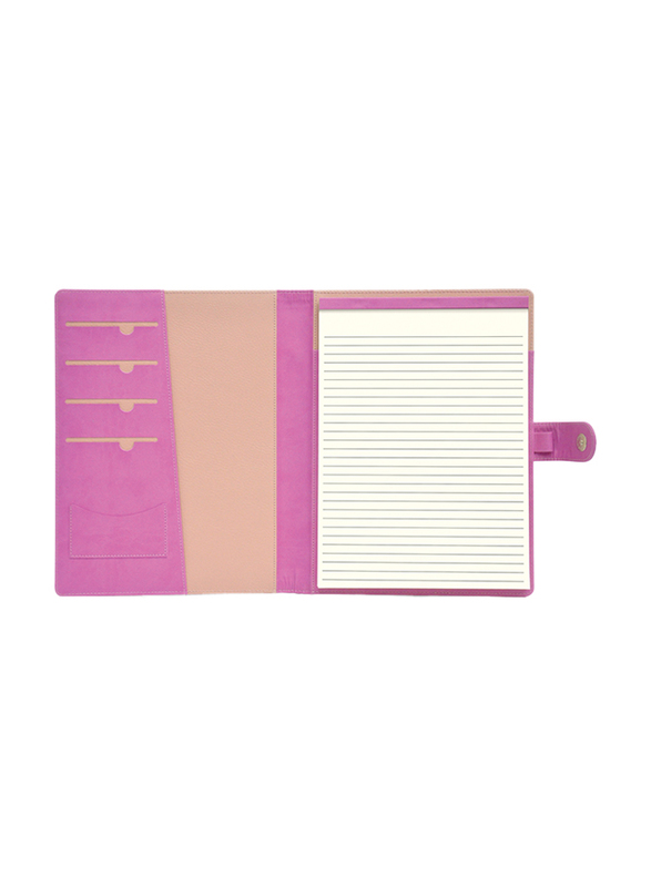 FIS Italian PU Executive Folder with 80 Sheets Ivory Paper Writing Pad, 24 x 32 cm, Pink
