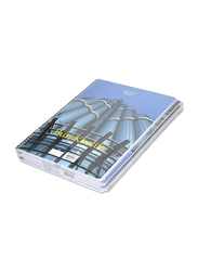 FIS Burj Khalifa Spiral Notebook Set, 5mm, 70 Sheets, 70 Gsm, A4 Size, 5 Pieces, FSNBA419035M, Blue