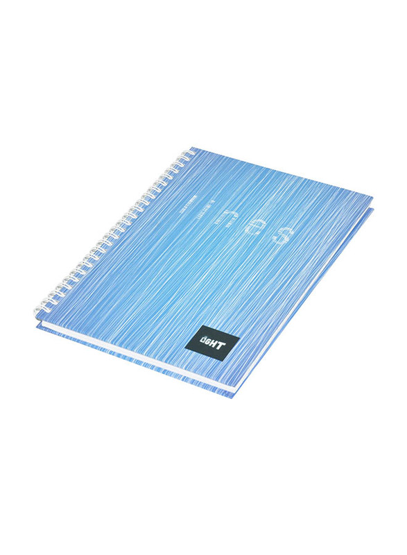 Light 5-Piece Spiral Hard Cover Notebook, Single Ruled, 100 Sheets, A5 Size, LINBSA51601, Blue/White