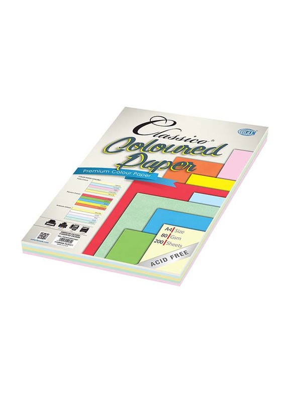 FIS Classico Color Photocopy Papers, 200 Sheets, 80 GSM, A4 Size