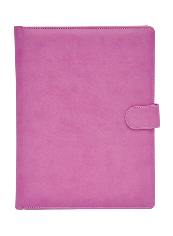 FIS Italian PU Executive Folder with 80 Sheets Ivory Paper Writing Pad, 24 x 32 cm, Pink