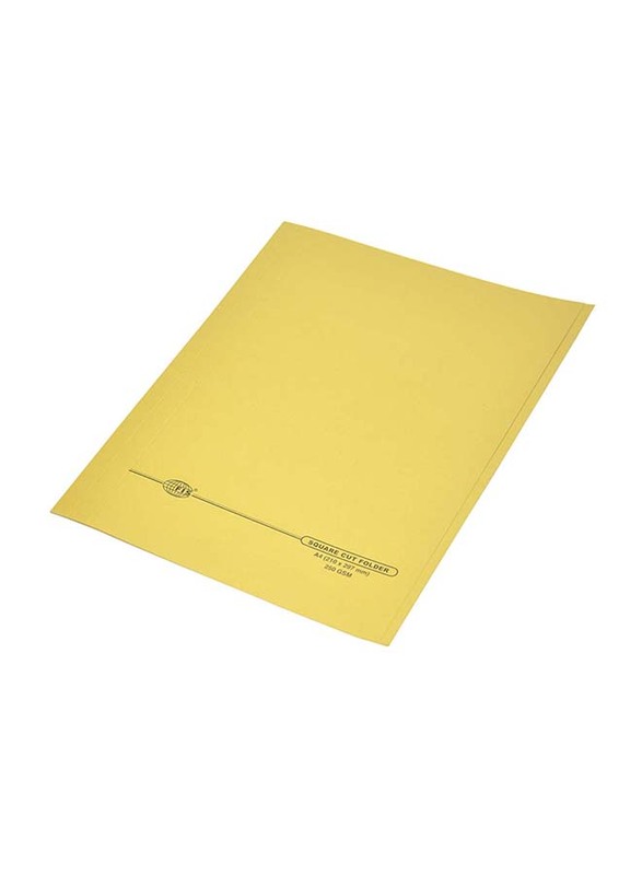 FIS Square Cut Folders without Fastener, 250GSM, A4 Size, 100 Pieces, FSFF9YL01, Yellow