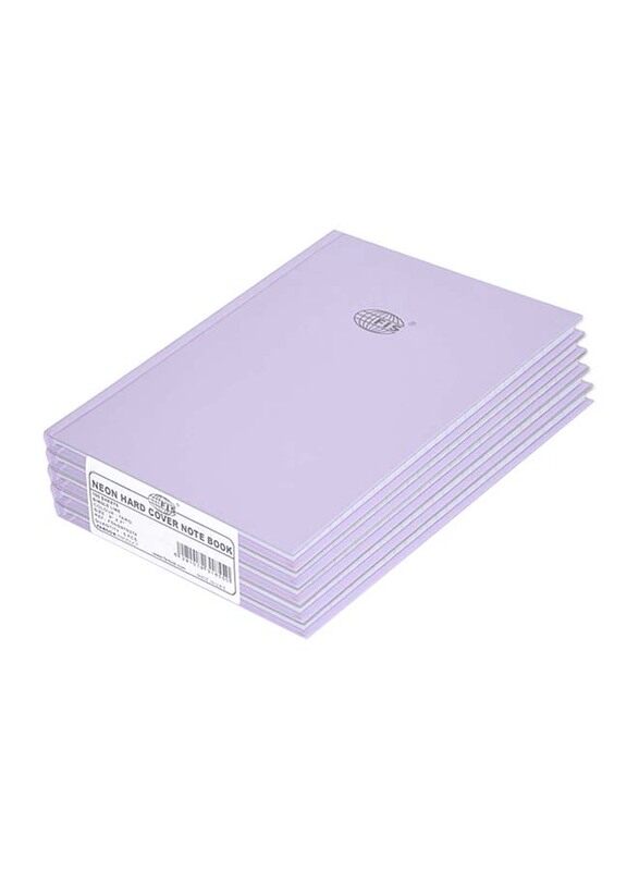 

FIS Neon Hard Cover Single Line Notebook Set, 5 x 100 Sheets, 9 x 7 inch, FSNB97N274, Taro Lavender