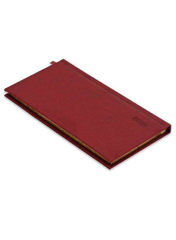

FIS 2023 English Golden Italian PU Hard Cover Slim Diary, 128 Sheets, 70 GSM, FSDI57EG23MR, Maroon
