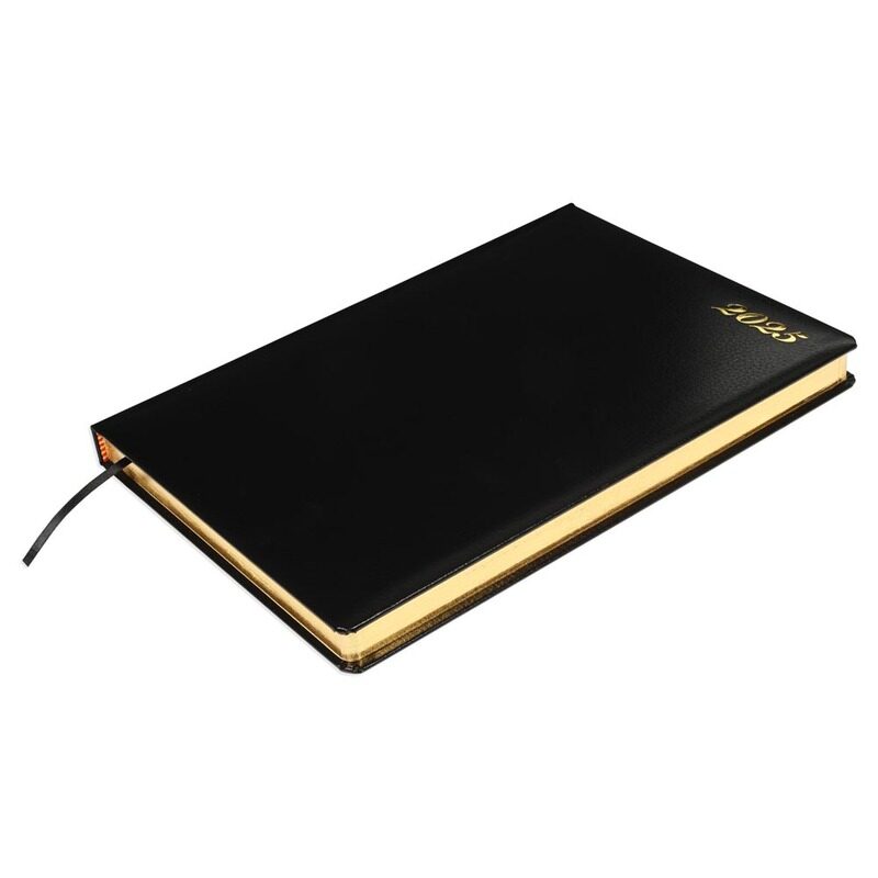 

FIS 2025 Golden A4 Diary, Bonded Leather Materials, 1 Side Padded Cover, Gold Gilded Edges, Round Corners, Size A4(210x297mm), English, 70gsm Italian
