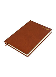 FIS 2023 1-Side Padded Bonded Leather English Agenda Diary, 400 Sheets, 70 GSM, FSDI75EB23BR, Brown