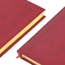 FIS 2024 Arabic/English Golden Diary, 384 Sheets, 70 GSM, A5 Size, FSDI26AEG24MR, Maroon