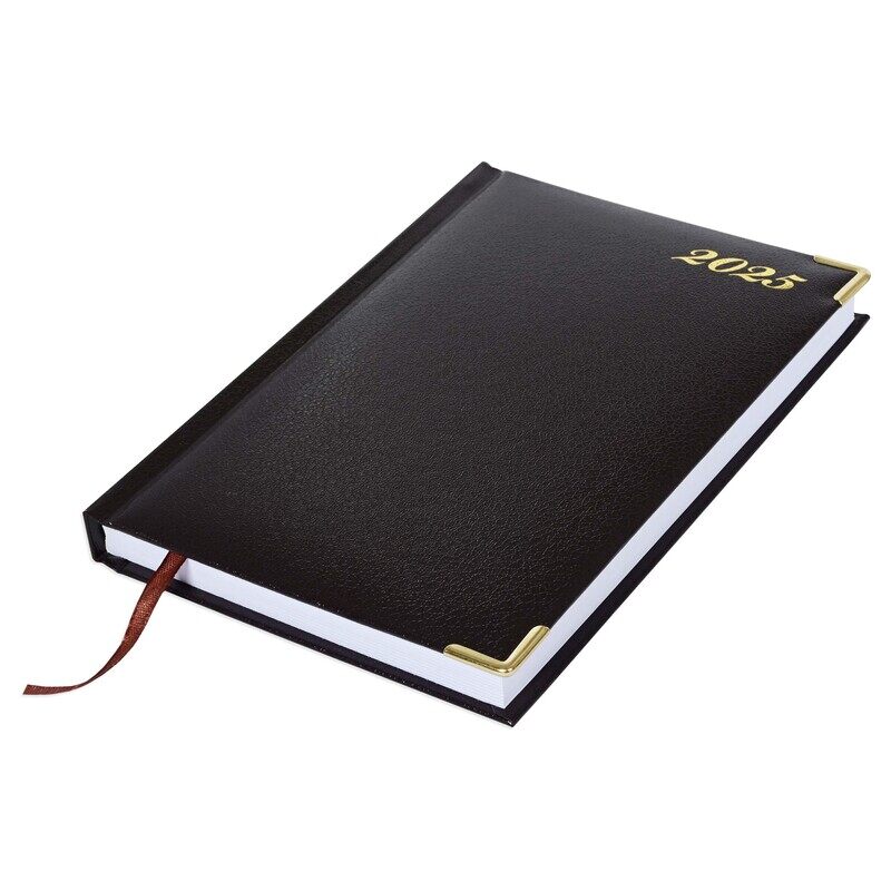 

FIS 2025 Diary, 1 Side Padded Vinyl Material, Gold Corners, A5 Size(14.8x21cm), English, Chocolate Color-FSDI22E25CH