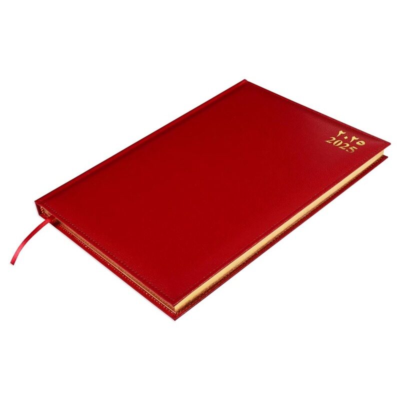 

FIS 2025 A4 Golden Diary, Vinyl Materials, 1 Side Padded & Sewn Cover, Gilded Edges, Size A4(210x297mm), English/Arabic, 60gsm White Paper, Maroon Col