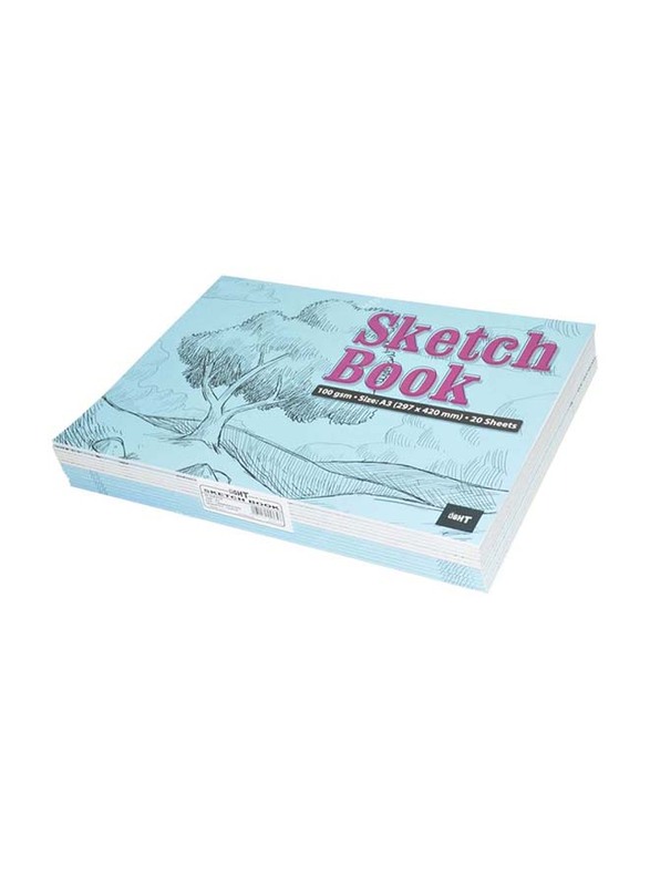 Light 12-Piece Sketch Book, Top-Side Binding, 20 Sheets, 100 GSM, A3 Size, LISKB20A31503, White