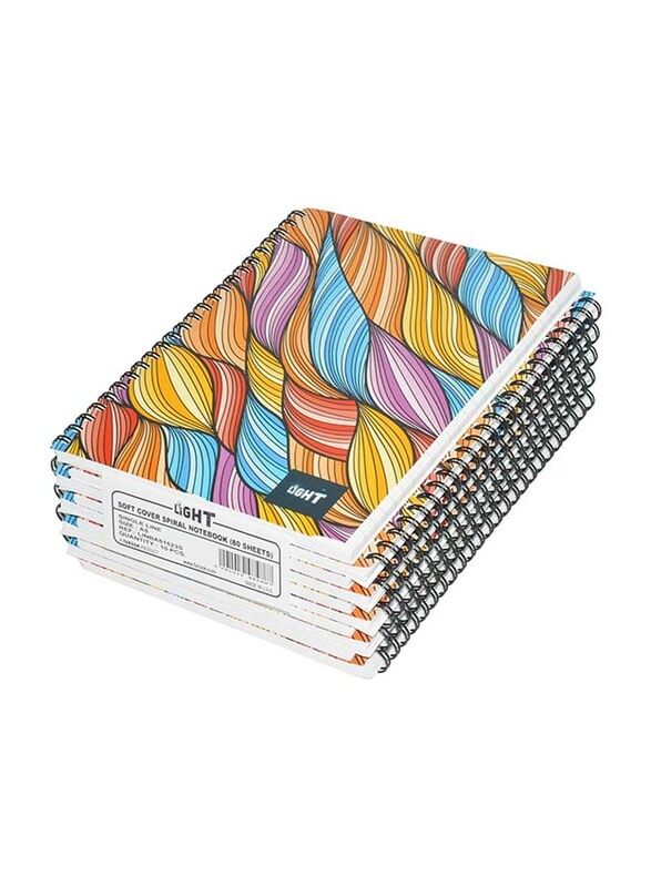 

Light 10-Piece Spiral Soft Cover Notebook, Single Line, 80 Sheets, A5 Size, LINBA51523S, Multicolour