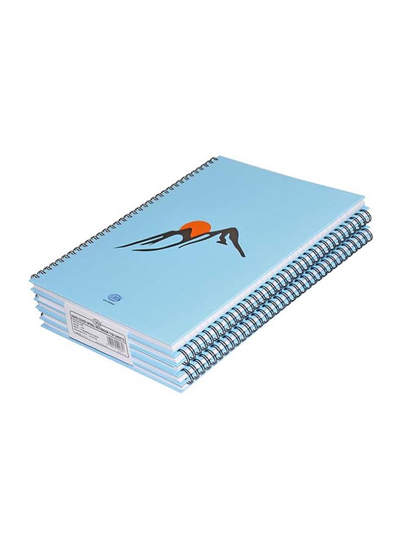 إف أي إس مجموعة دفاتر بخط واحد بغطاء صلب حلزوني ، 5 ​​× 100 ورقة ، مقاس A4 (إيه 4) ، FSNBSA41902 ، أزرق فاتح / أسود / برتقالي