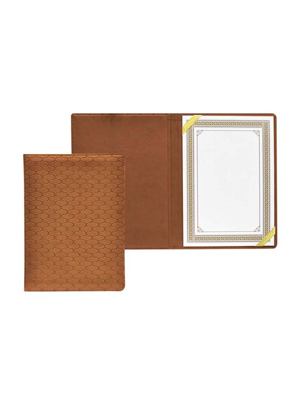 FIS Executive Italian PU Certificate Folders with A4 Certificate and Gift Box, FSCLCHPUBRD1, Brown/White