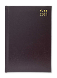 FIS 2024 Arabic/English Bonded Leather Diary, 384 Sheets, 70 GSM, A4 Size, FSDI40AEBI24BU, Burgundy