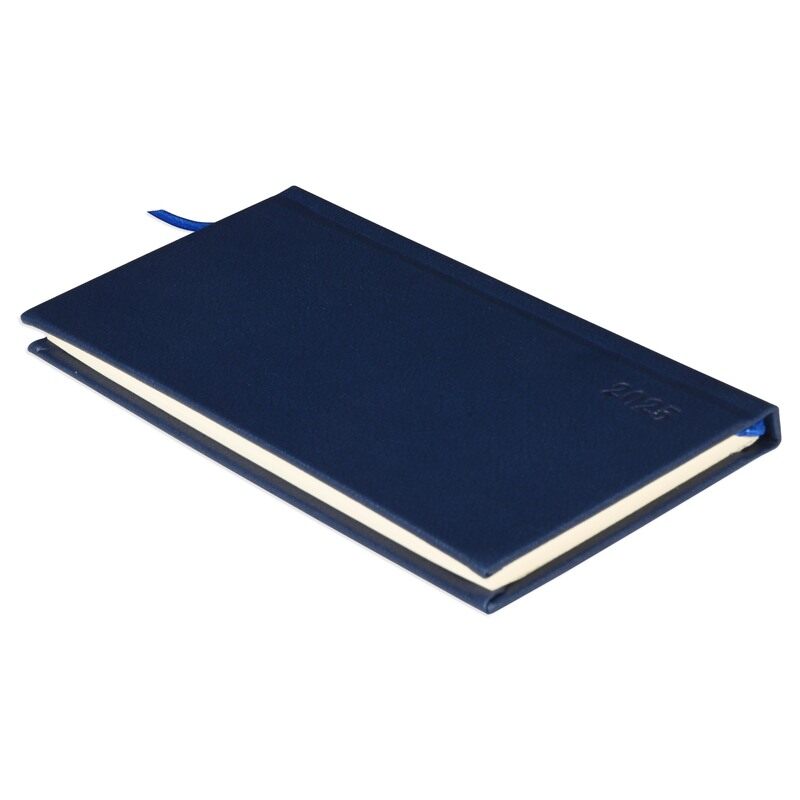 

FIS2025 Slim Diary, Italian PU Materials, Hard Cover, Size 170x90mm, English, 70gsm Italian Ivory Paper, Blue Color-FSDI57E25BL