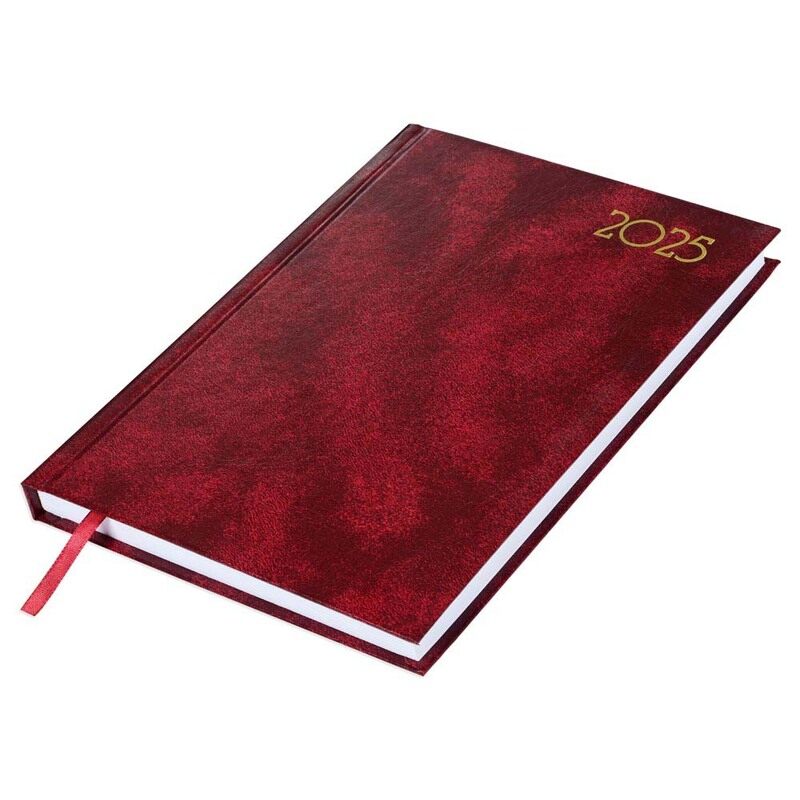 

FIS 2025 Diary, Hard Cover Vinyl Material, Saturday & Sunday Combined, A5 Size(14.8x21cm), English, Maroon Color-FSDI90E25MR