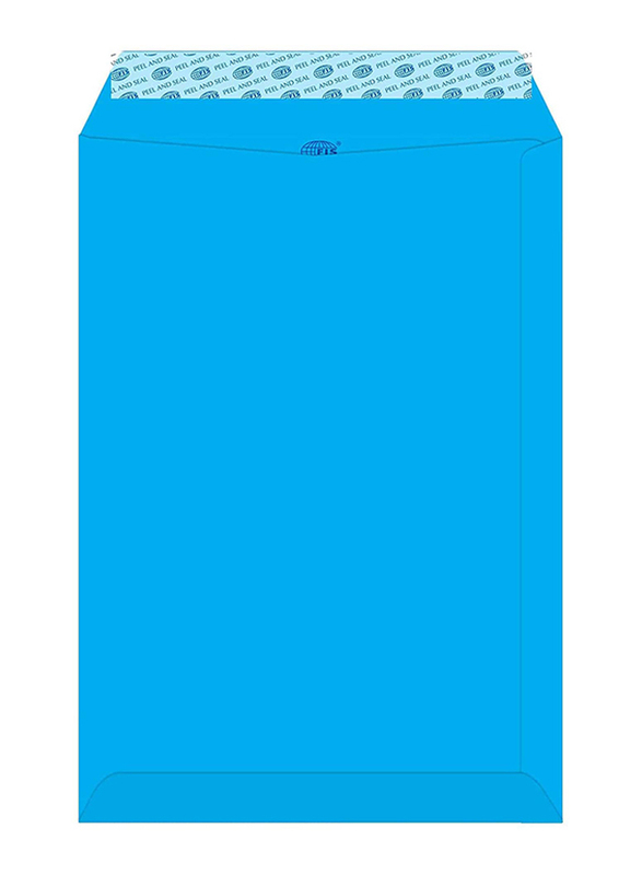 FIS Colour Peel & Seal Envelopes, 50-Piece, 80 GSM, C4 (324 x 229mm), Neon Blue