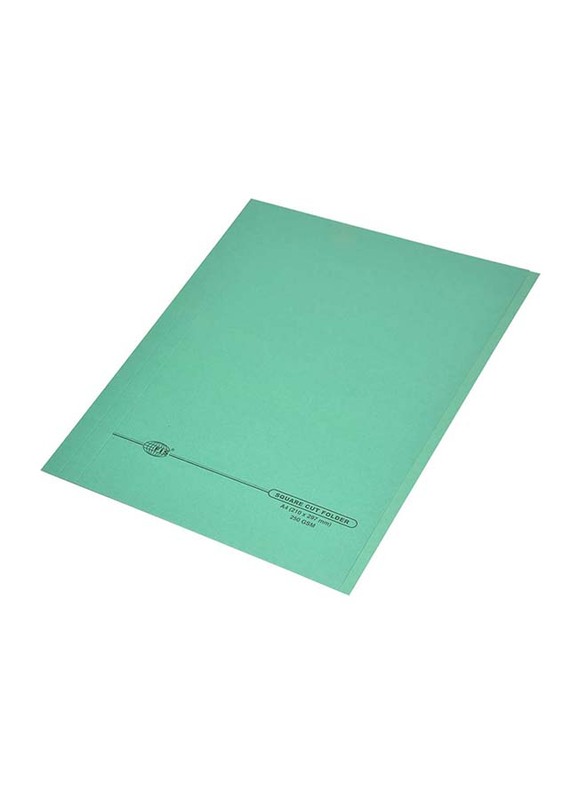 FIS Square Cut Folders without Fastener, 250GSM, A4 Size, 100 Pieces, FSFF9GR05, Green