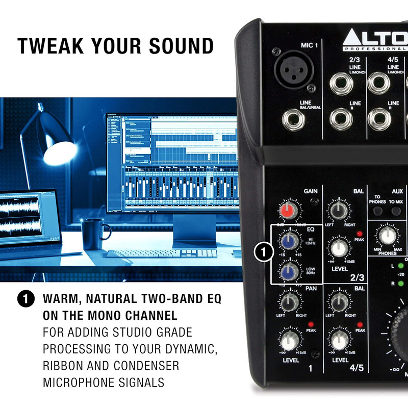 Alto ZMX52 Professional 5-Channel Compact Mixer, Black