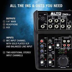 Alto ZMX52 Professional 5-Channel Compact Mixer, Black