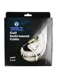 Yorx Jack To Jack Coil Instrument Cable, White