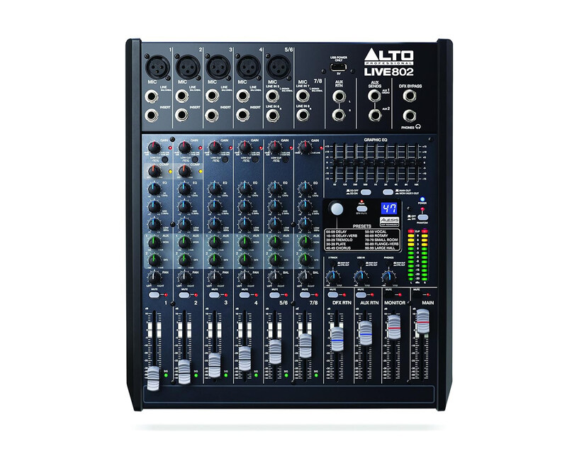 Alto Live 802 Professional 8-Channel with 2-Bus Mixer, Black