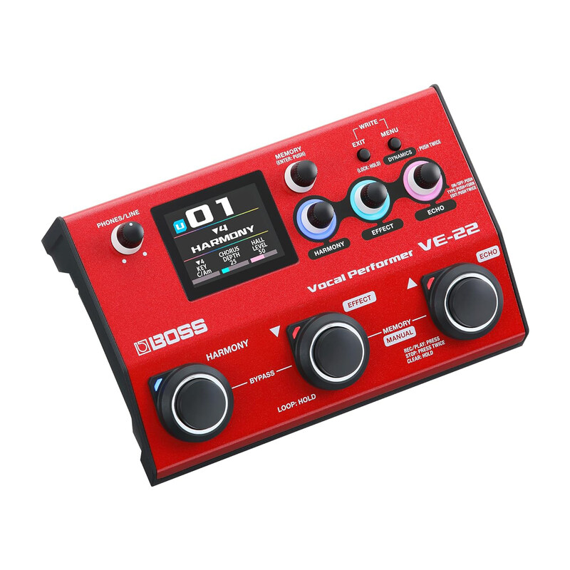 

Boss VE-22 Vocal Performer Effects Processor and Looper Pedal, Red/Black