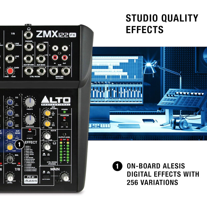 Alto ZMX122FX 8-Channel Analog Mixer, Black