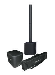 Turbosound iP2000 Bundle 1000W Powered Speaker Column with 12" Subwoofer, Transport Bag & Protective Cover, Black