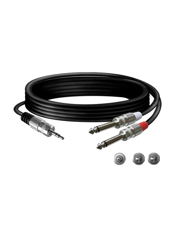 Tasker 5-Meter Jack Mono Cable, Jack Stereo 1/8 Male to 2 Jack Mono 1/4, Black