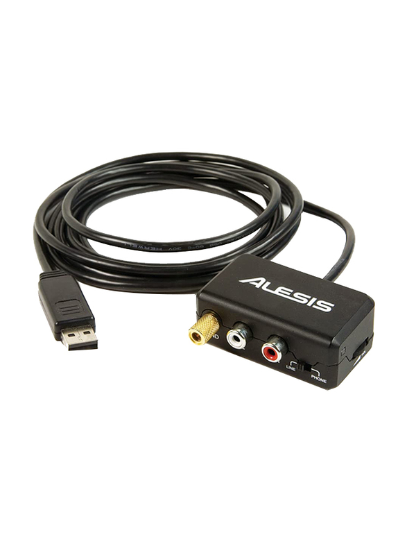 Alesis 2-Meter Phonolink Stereo RCA-USB Cable, USB Type A to RCA for Mac & PC, Black